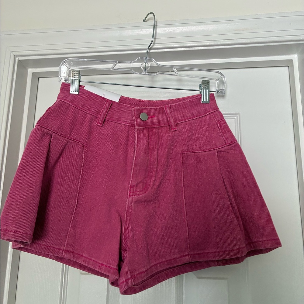 Korean pleated denim shorts